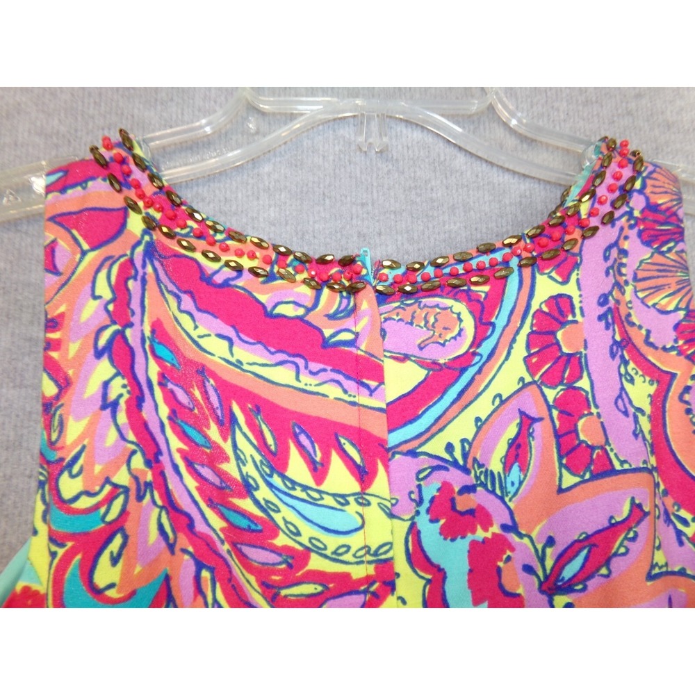 Lilly Pulitzer Lloyd Dress Feeling Groovy Jeweled Retro Look Size‎ 2 Lined READ - Picture 7 of 11